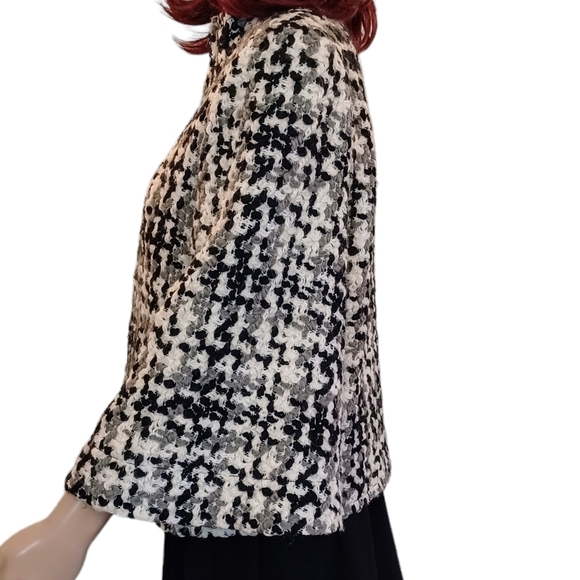 Vintage Anthracite Bell-Sleeved Nubby Tweed Jacket - Picture 6 of 12